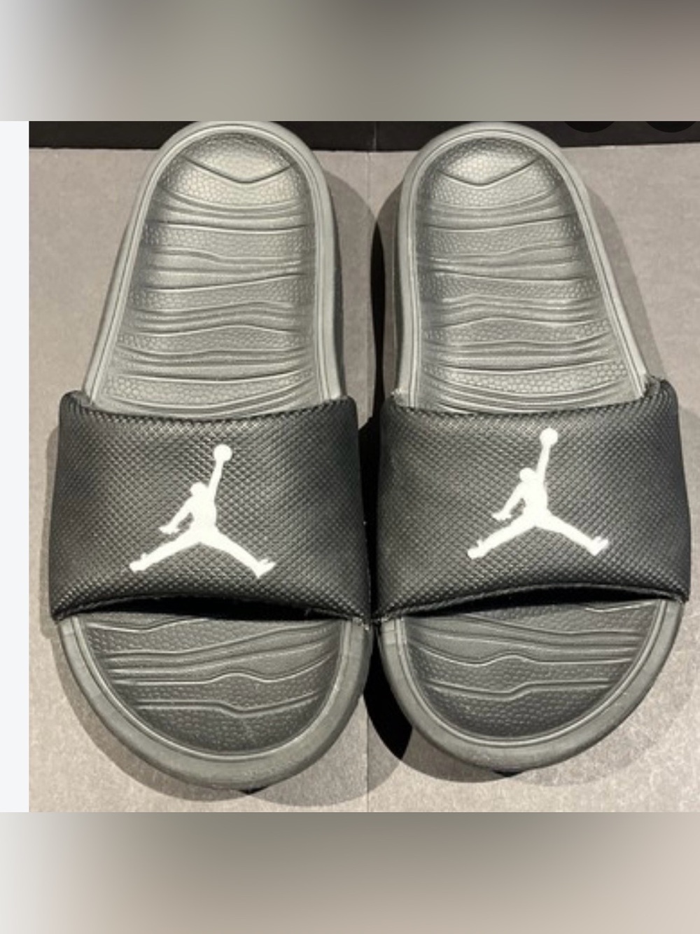 Jordan Black Slide Sandals with White Logo for Youth Kids Size 4